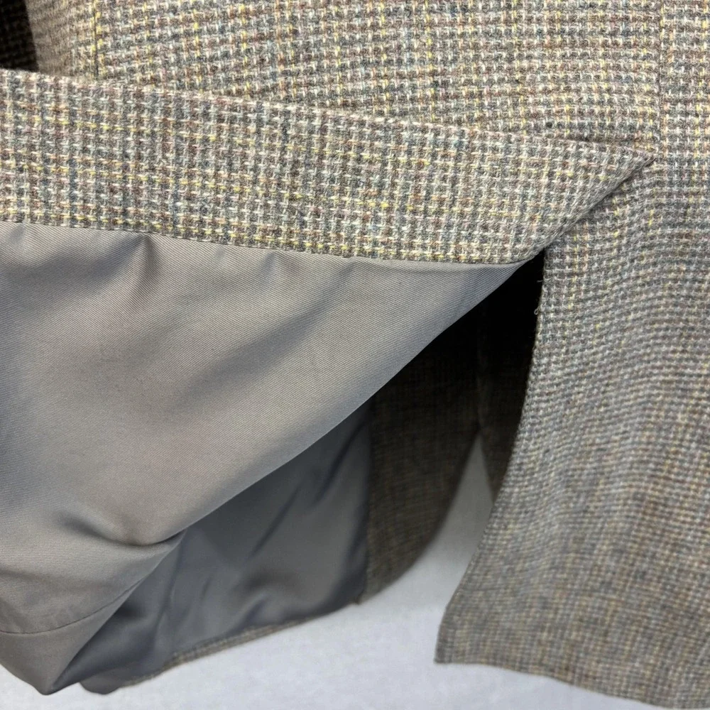 Vintage Basketweave Tweed Sport Coat Blazer Mens 40L Long Gray Pastel Pink Blue